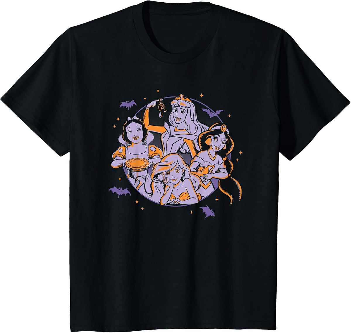 Disney Princess Halloween Night Princesses Portrait T-Shirt - Black
