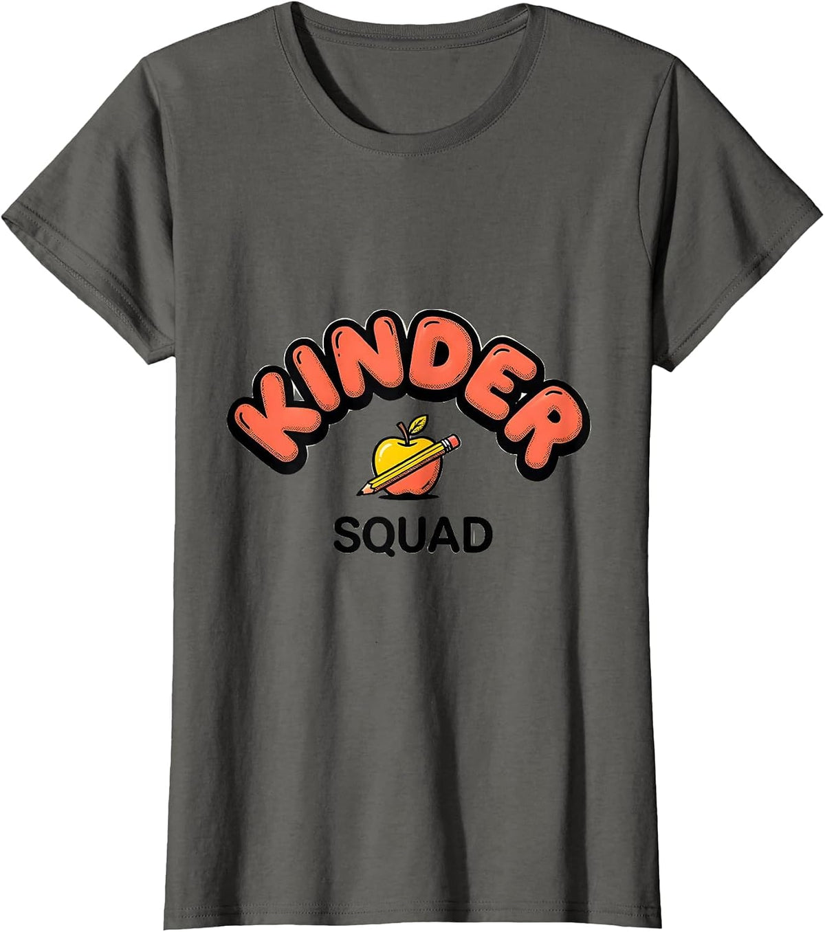 Women's Kinder Squad Funny Preschool Teacher Back To School Crew T-Shirt - Asphalt Grey