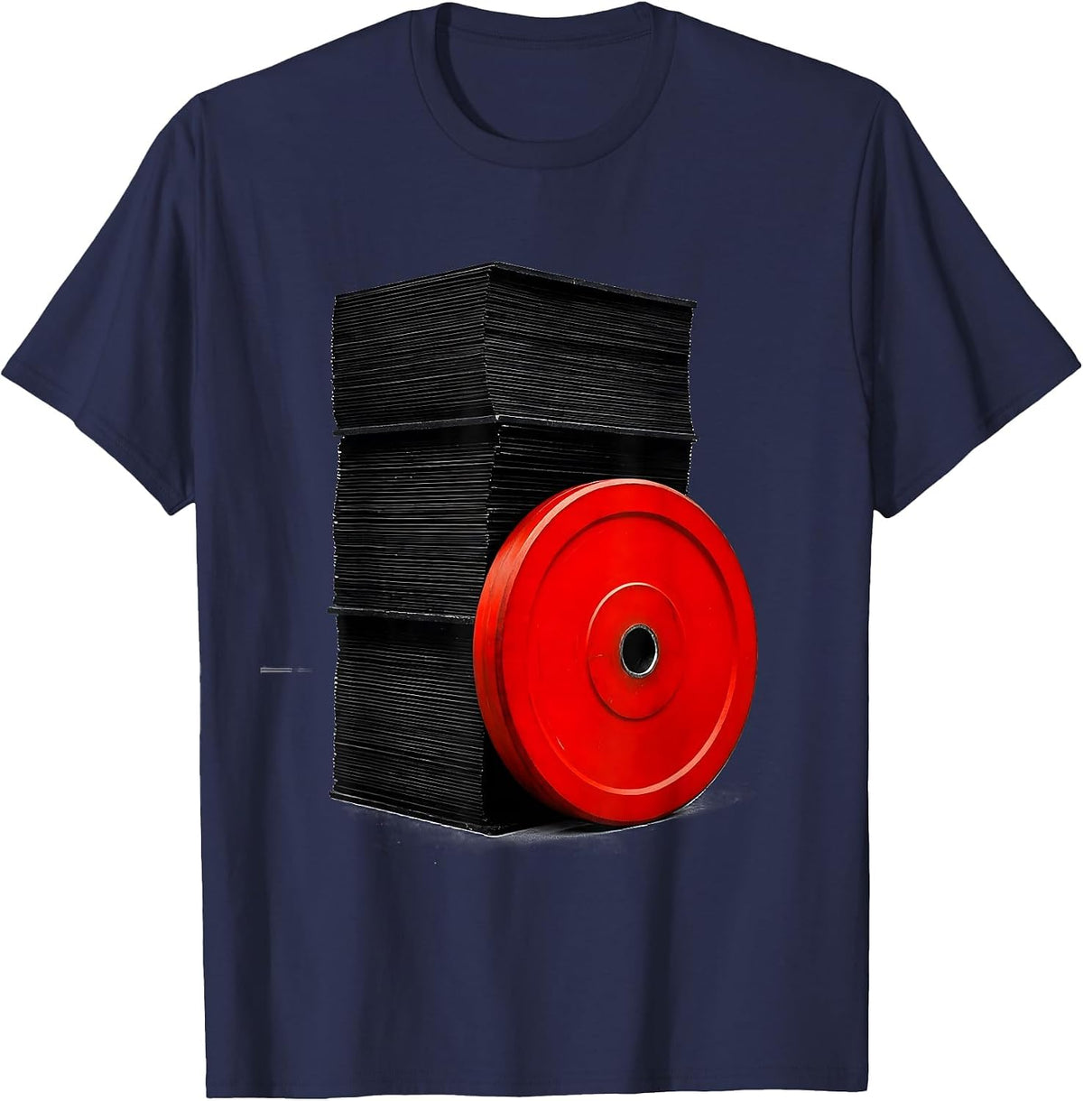 Men's Heavy Weight Plate List Brutalist Gym Humor Christmas T-Shirt - Navy Blue