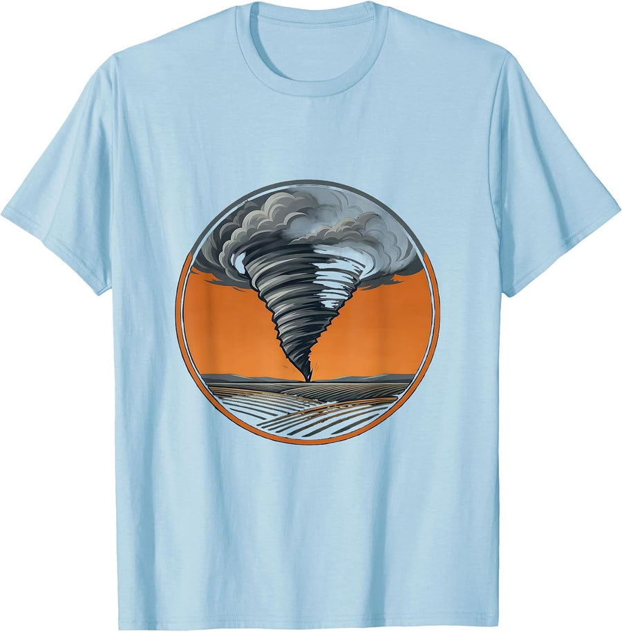 Men's Nebraska Tornado Funnel Cloud Over Open Plains T-Shirt - Baby Blue