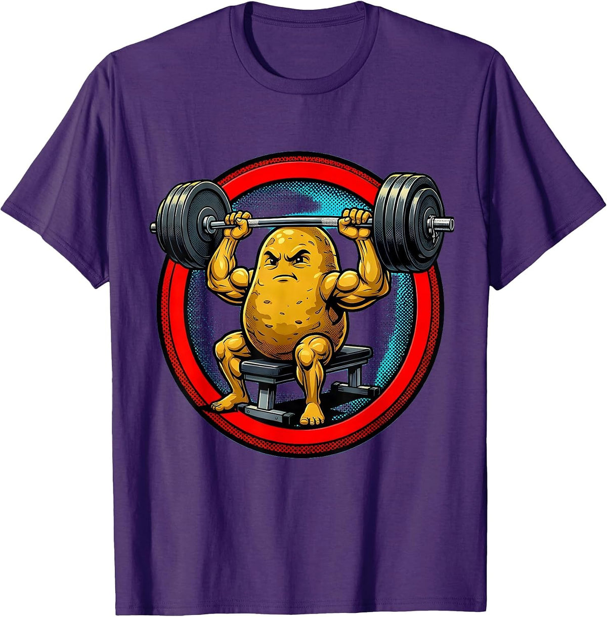 Funny Potato Weightlifting Gym Humor Graphic T-Shirt - Purple