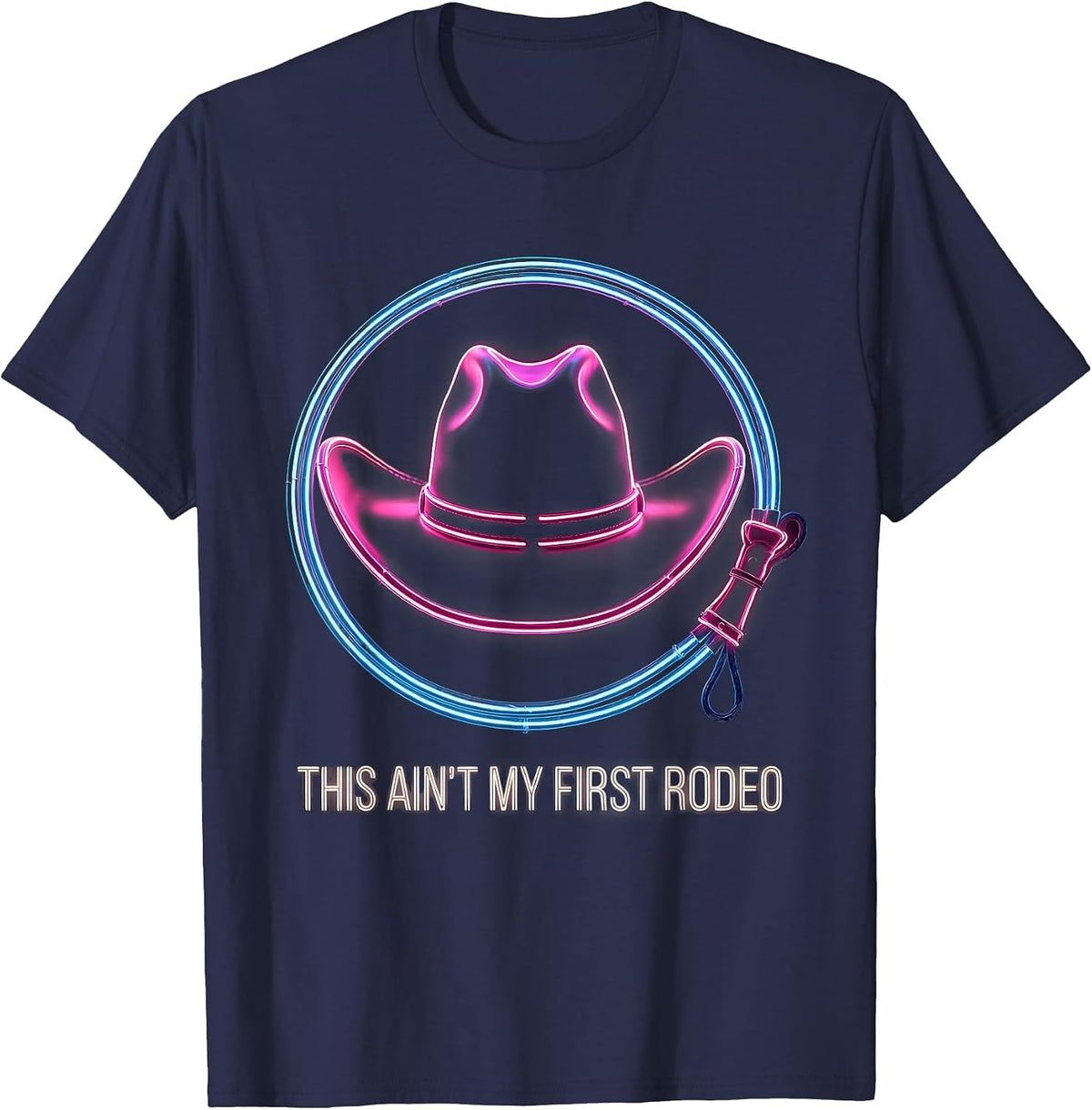 Men's This Ain't My First Rodeo Cowgirl Design T-Shirt - Navy Blue
