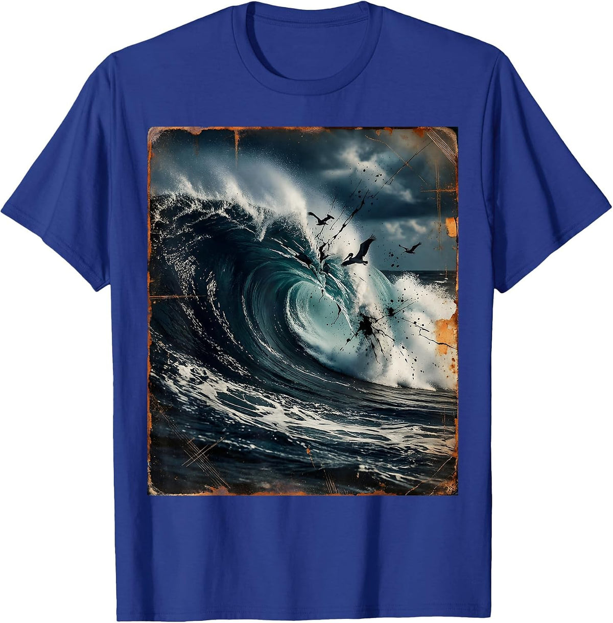 Men's Gulf of America Storm Surge Coastline Illustration T-Shirt - Royal Blue