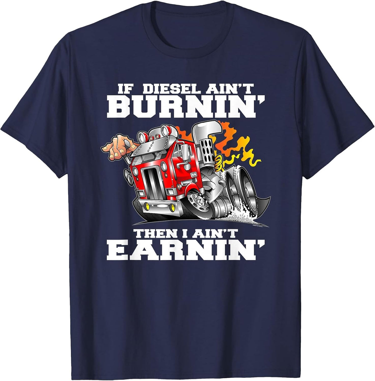 Funny Diesel Truck Driver Big Rig Cabover Truckers T-Shirt - Navy Blue