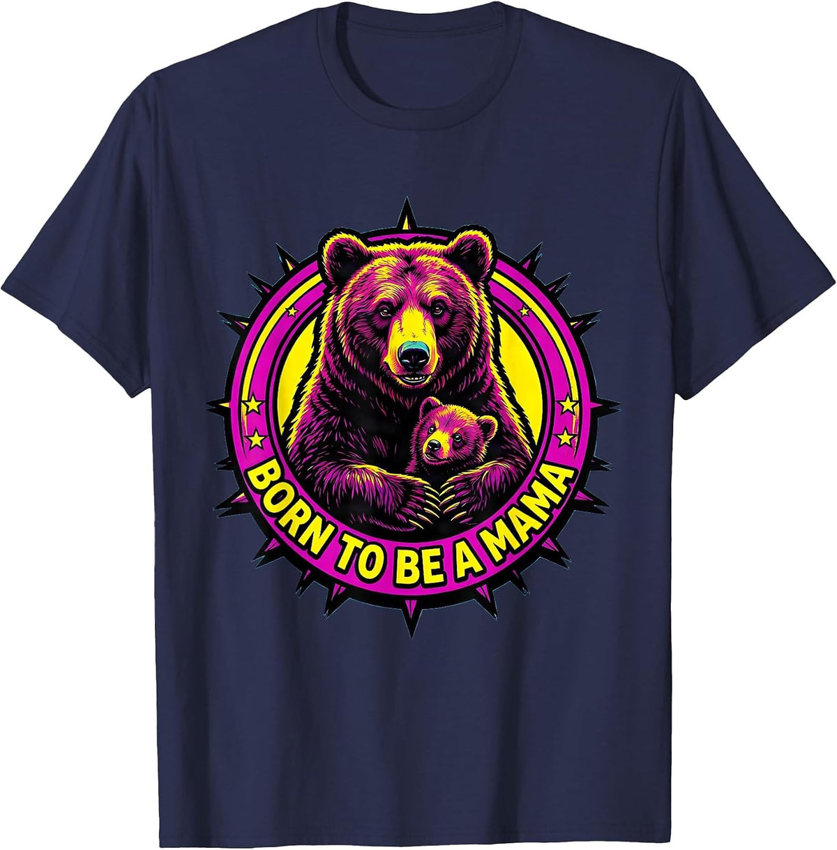 Men's Born to Be a Mama Motherhood Design T-Shirt - Navy Blue