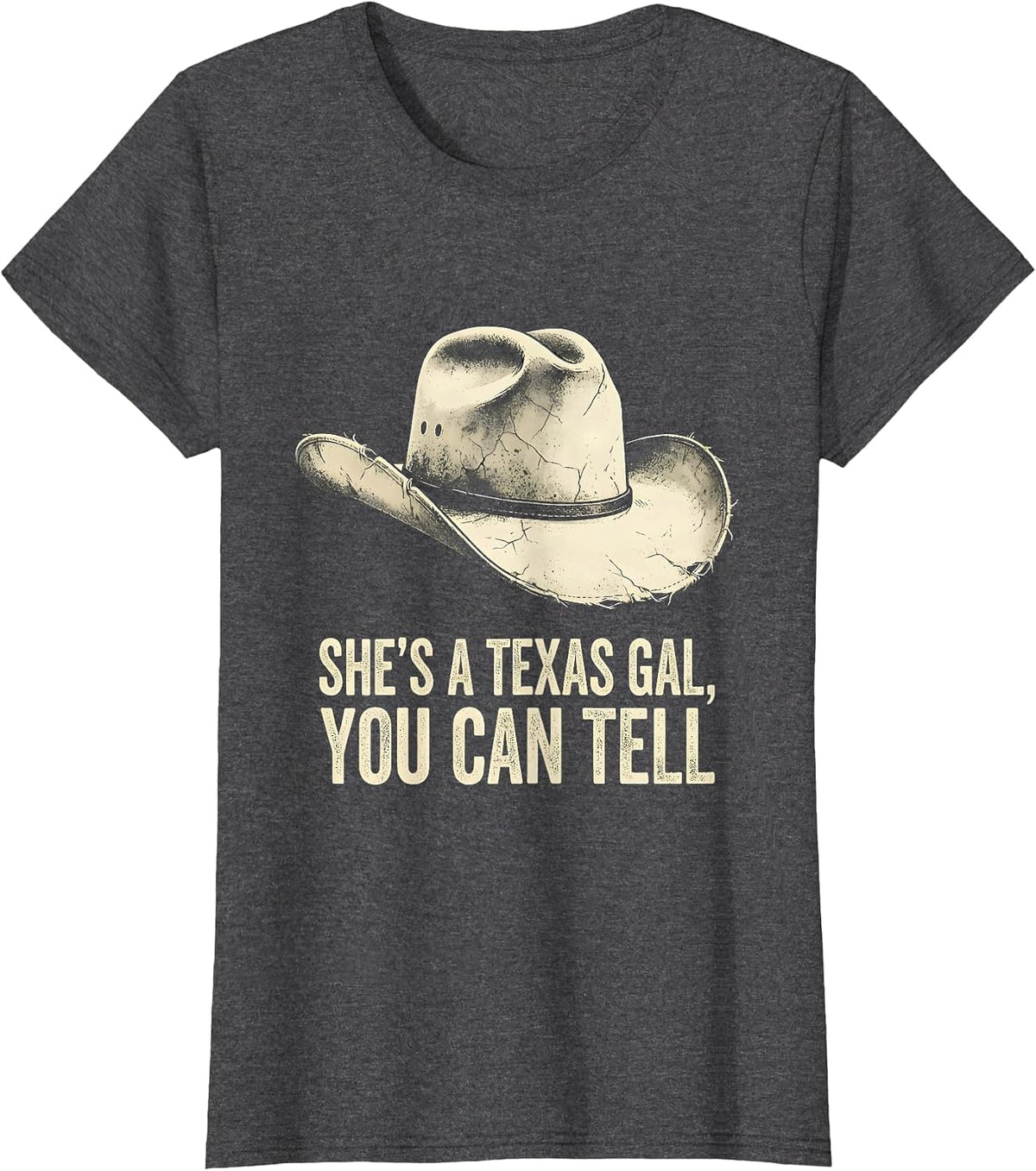 Women's She's A Texas Gal, You Can Tell Boho Western Cowgirl Pride T-Shirt - Dark Heather Grey