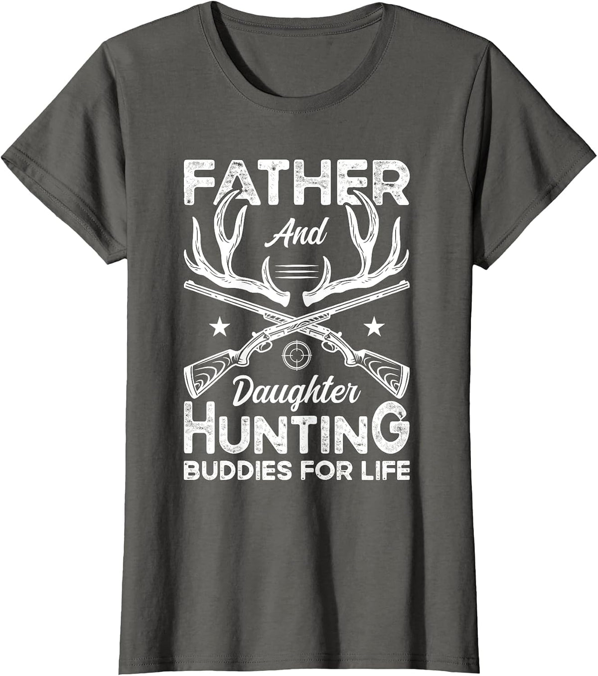 Father and Daughter Hunting Partners for Life Deer Hunting T-Shirt - Asphalt Grey