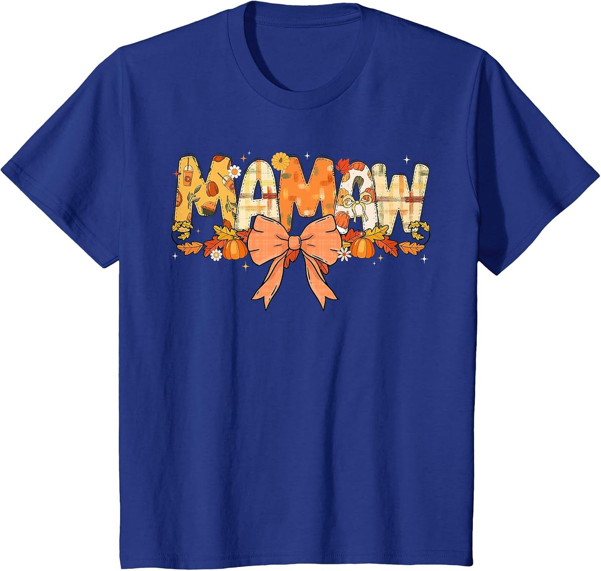 Mamaw Pumpkin Fall Coquette Bow Thanksgiving Mom Women T-Shirt - Royal Blue
