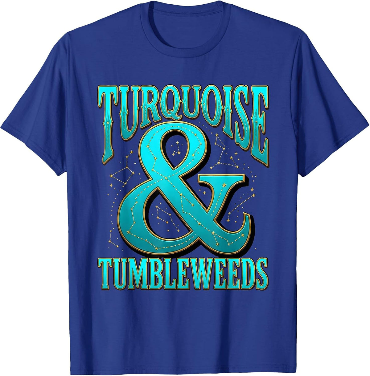 Turquoise and Tumbleweeds Womens Western Design T-Shirt - Royal Blue