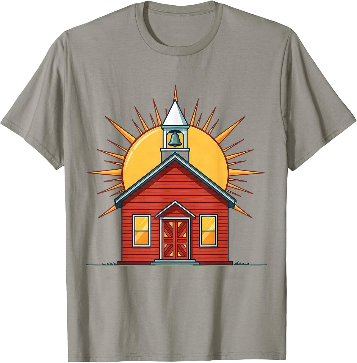 Second Grade Teacher Schoolhouse Sunrise Design T-Shirt - Slate Grey