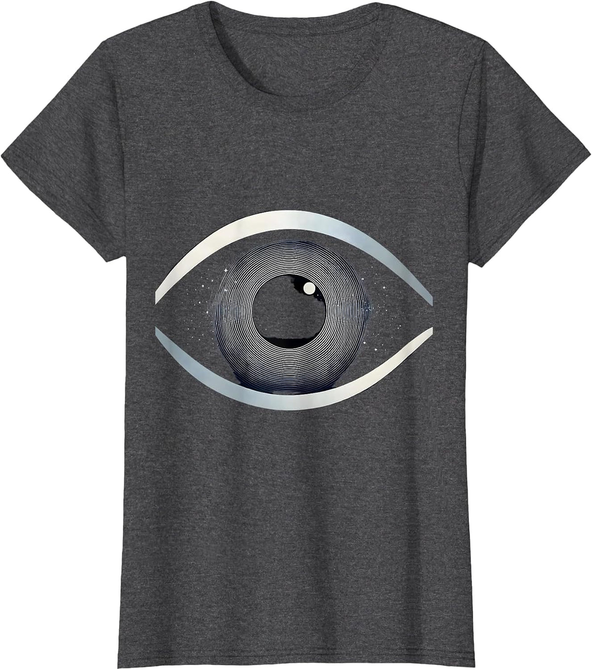 Women's Cosmic Eye Universe Iris Galaxy Design T-Shirt - Dark Heather Grey