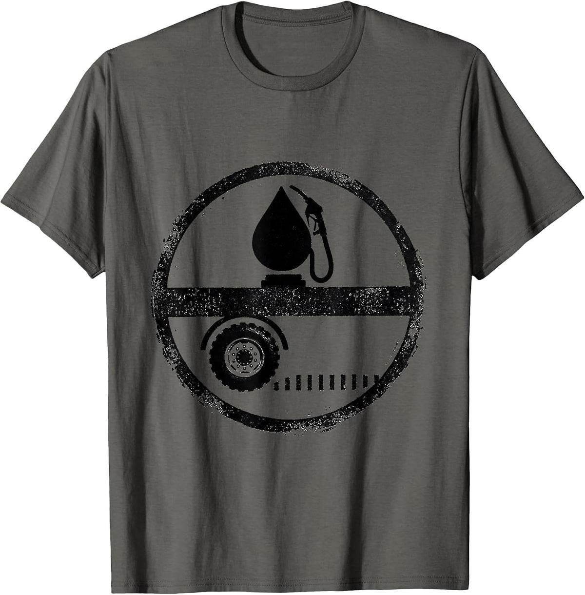 Diesel Trucker Stamp Badge Big Rig Driver Humor T-Shirt - Asphalt Grey