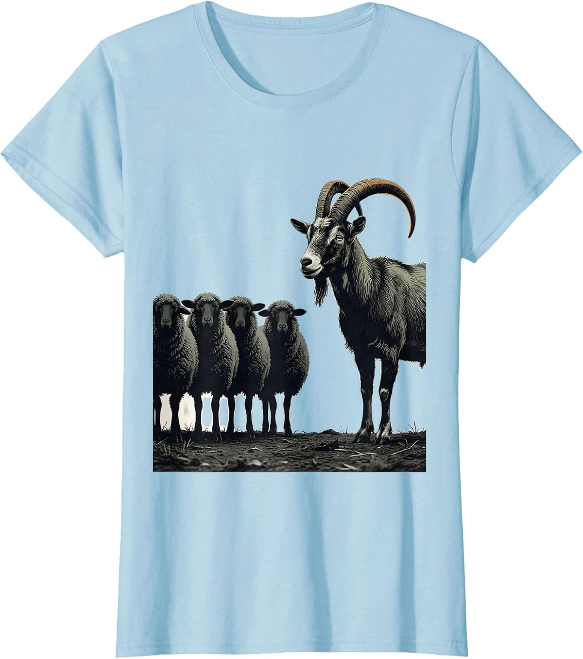 Goat and Sheep Animal Humor Novelty T-Shirt - Baby Blue