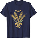 Labor Day Woman Farmer Harvesting Wheat Field T-Shirt - Navy Blue