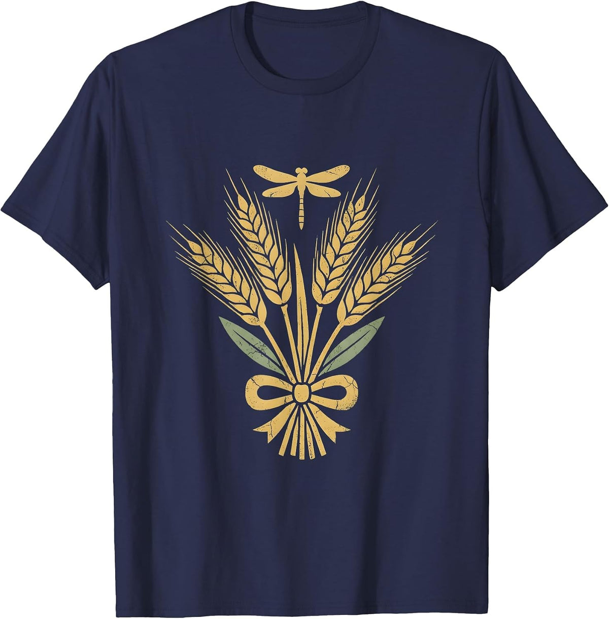 Labor Day Woman Farmer Harvesting Wheat Field T-Shirt - Navy Blue