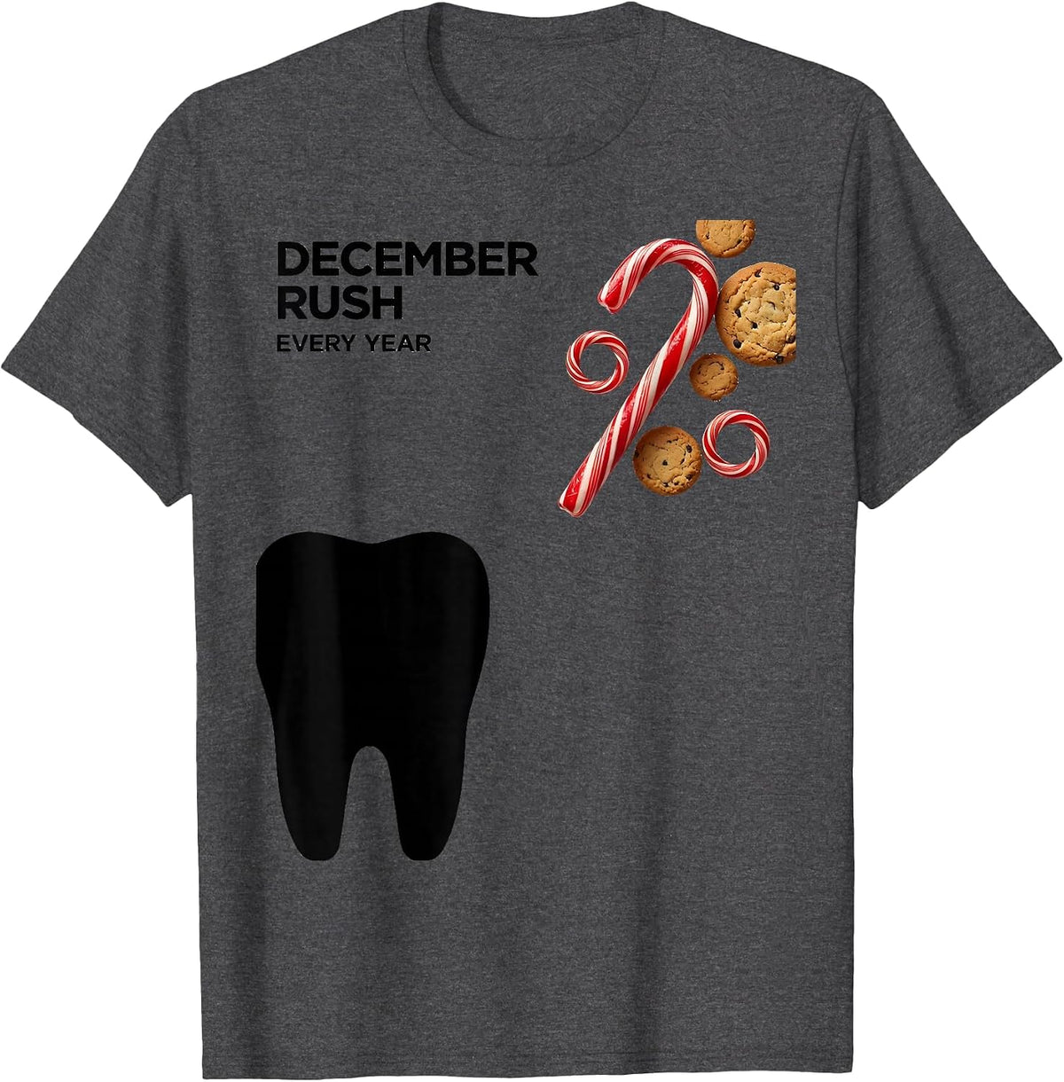 Men's December Rush Every Year Funny Dental Christmas Dental Squad T-Shirt - Dark Heather Grey