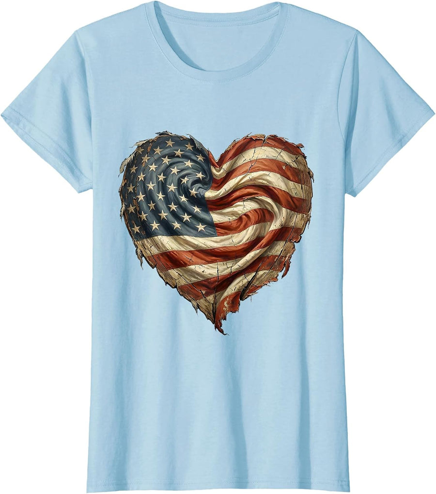 Women's Red White Blue Galaxy Swirl Cosmic Design T-Shirt - Baby Blue