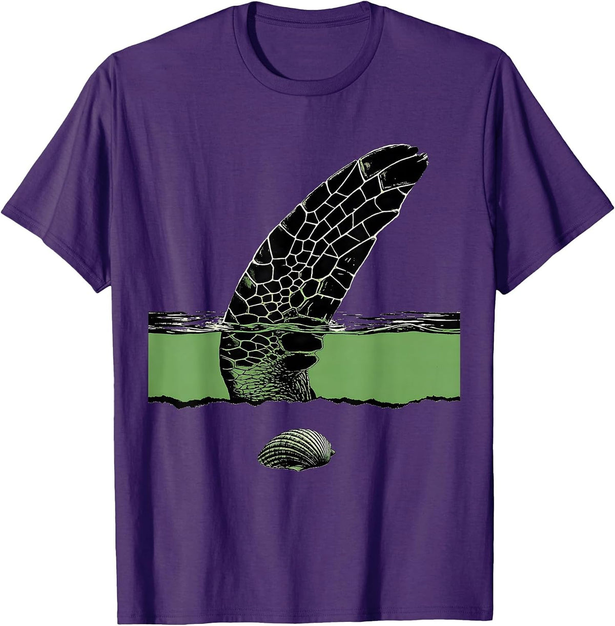 Men's Oversized Paddle Flipper Sea Turtle Ocean Animal Lover T-Shirt - Purple
