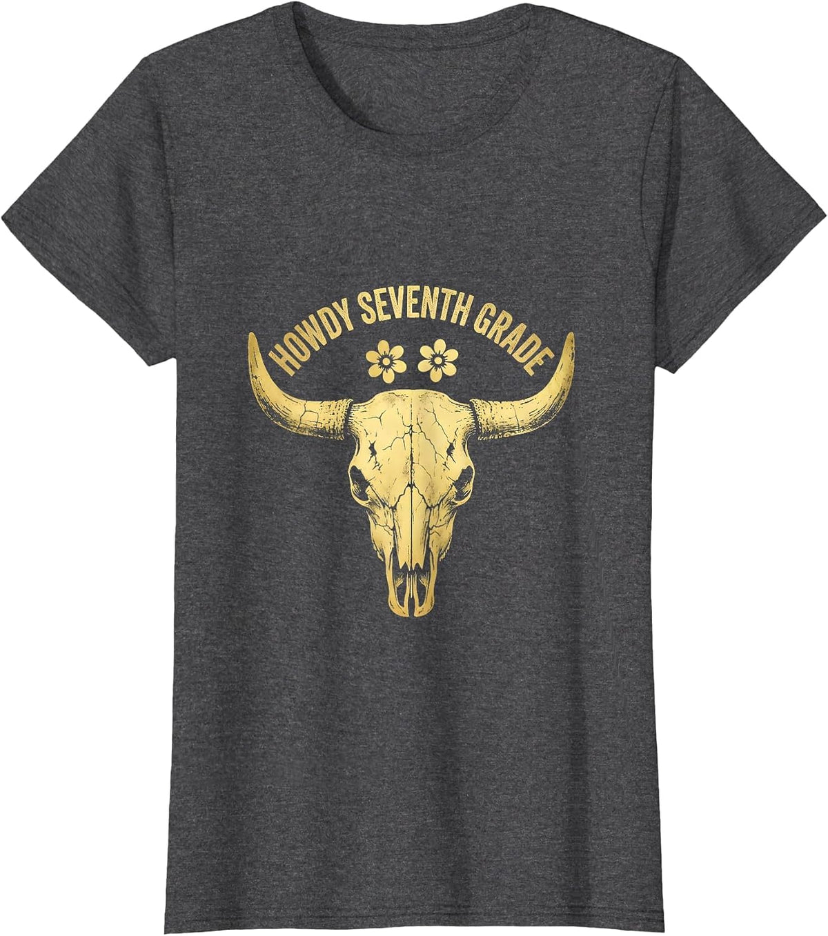 Women's Howdy Seventh Grade Boho Western Teacher Back To School T-Shirt - Dark Heather Grey