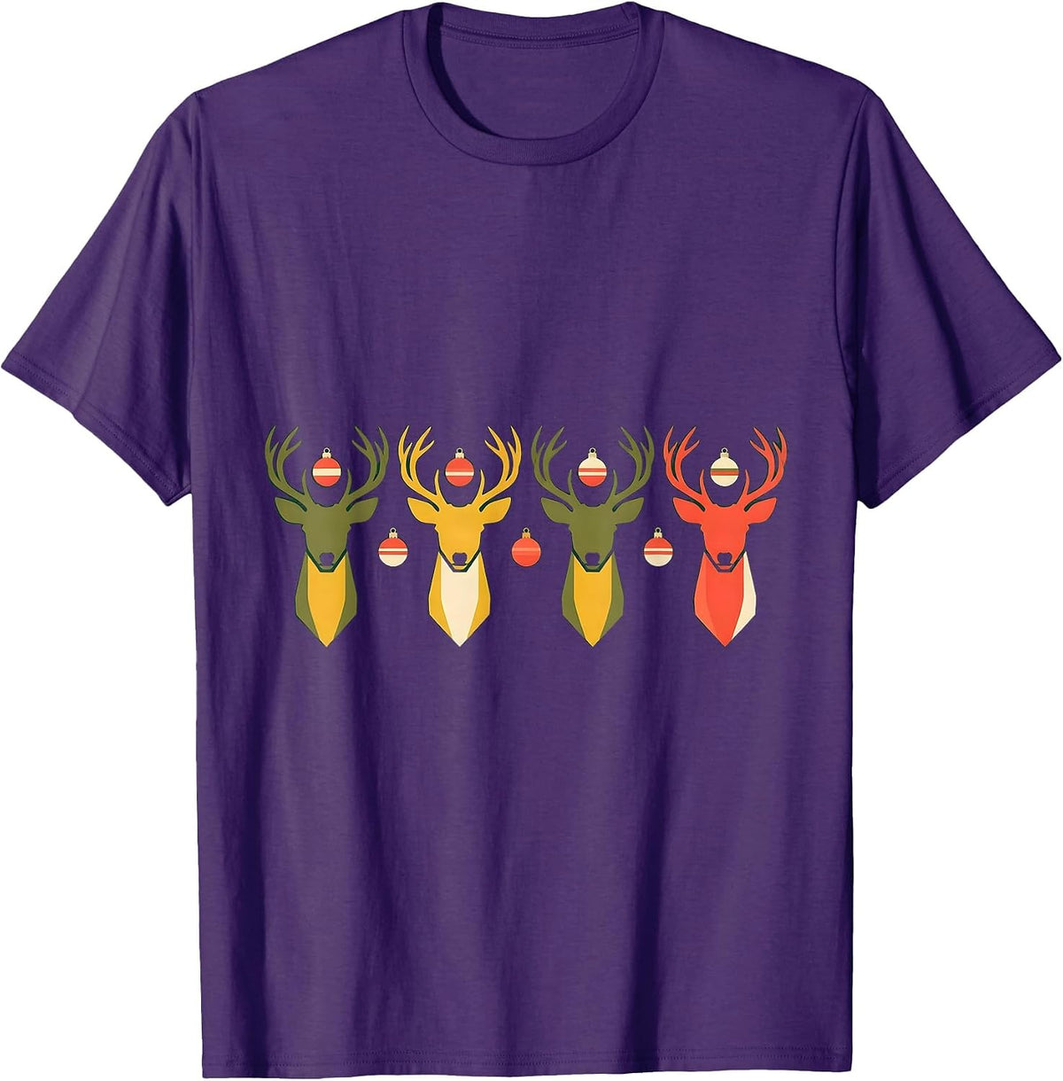 Men's Antlered Deer Camo Christmas Hunting Gift T-Shirt - Purple