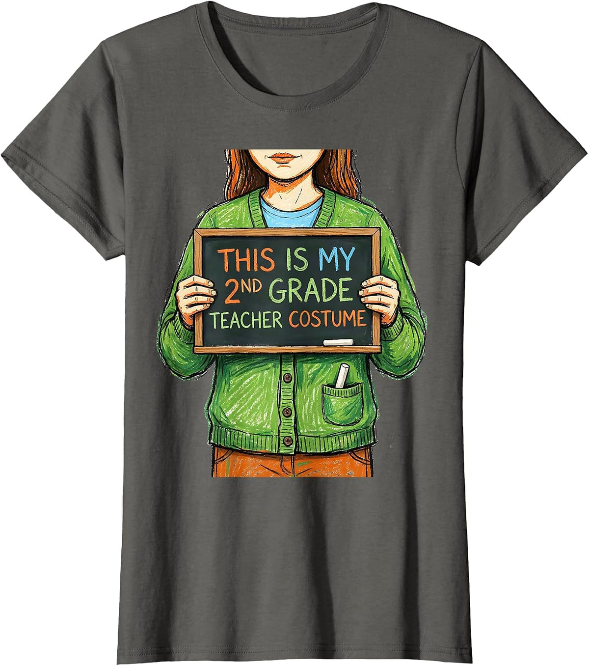 Women's This Is My 2nd Grade Teacher Costume Funny Halloween T-Shirt - Asphalt Grey