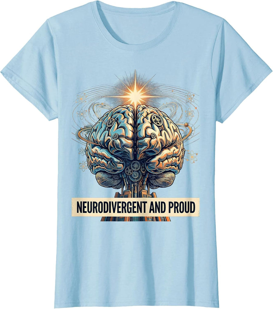 Women's Neurodivergent and Proud Autism Awareness Design T-Shirt - Baby Blue