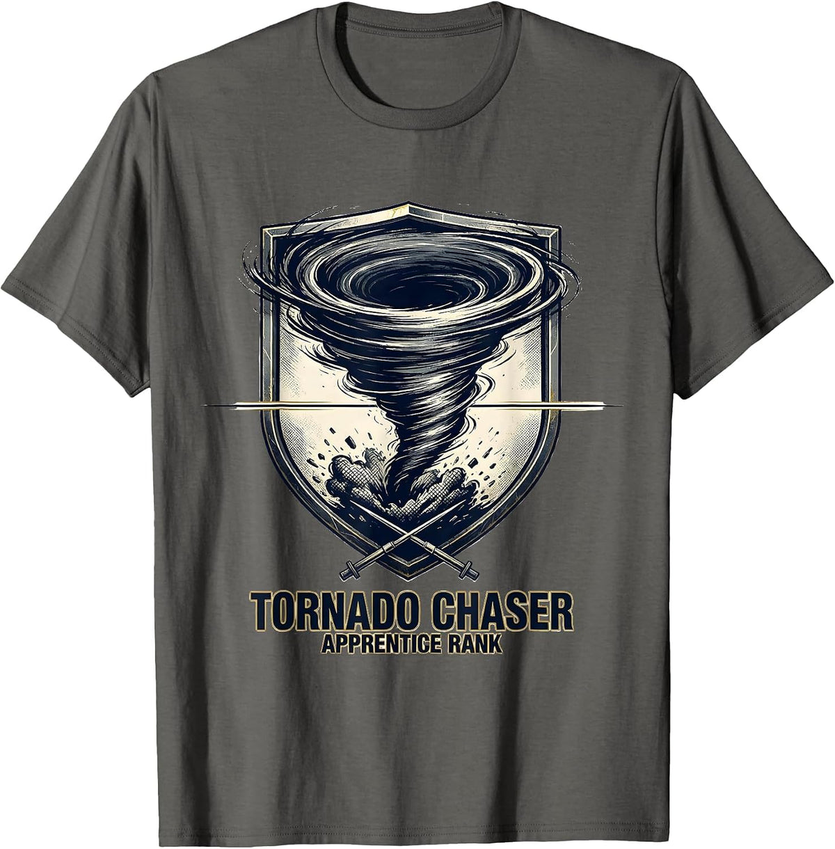 Tornado Chaser Apprentice Rank Weather Enthusiast Hobbyist T-Shirt - Asphalt Grey