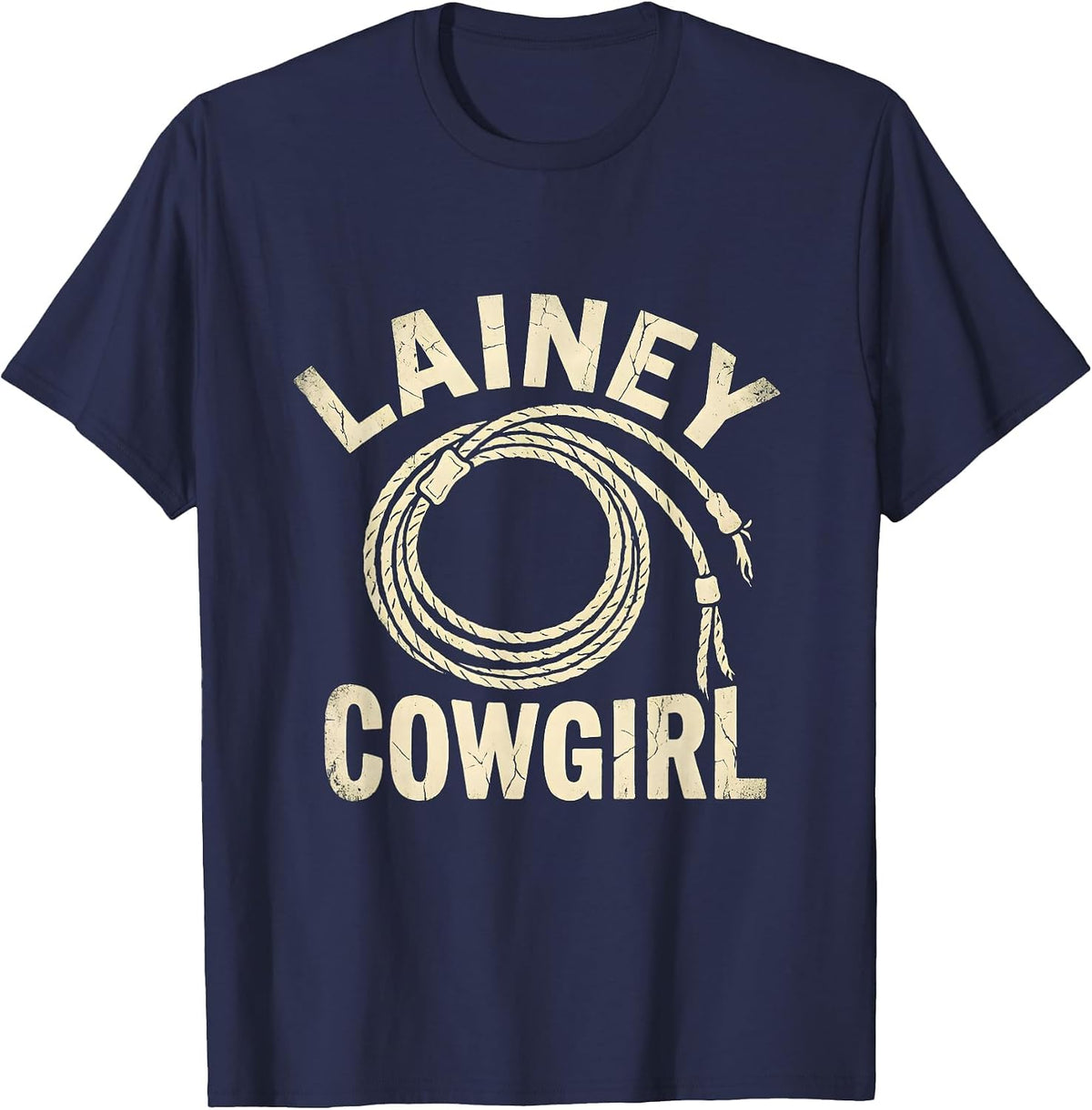 Lainey Cowgirl Boho Western Mono First Name Gift T-Shirt - Navy Blue