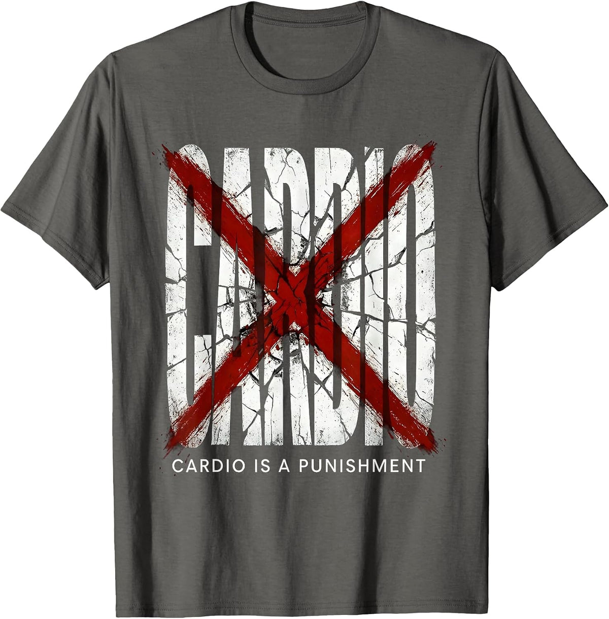 Men's Cardio Is A Punishment Gym Humor Design T-Shirt - Asphalt Grey