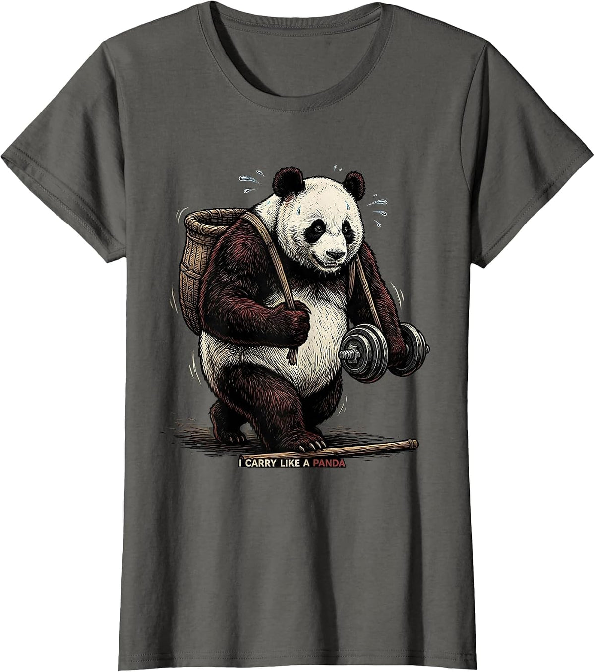 Women's I Carry Like A Panda Funny Gym Panda Weightlifting Workout T-Shirt - Asphalt Grey