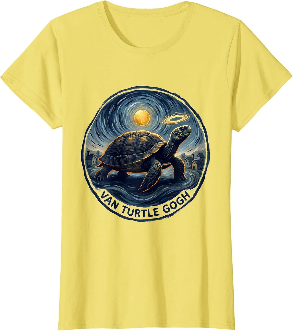 Van Turtle Gogh Storybook Animal Lover Whimsical Art Meme T-Shirt - Lemon Yellow