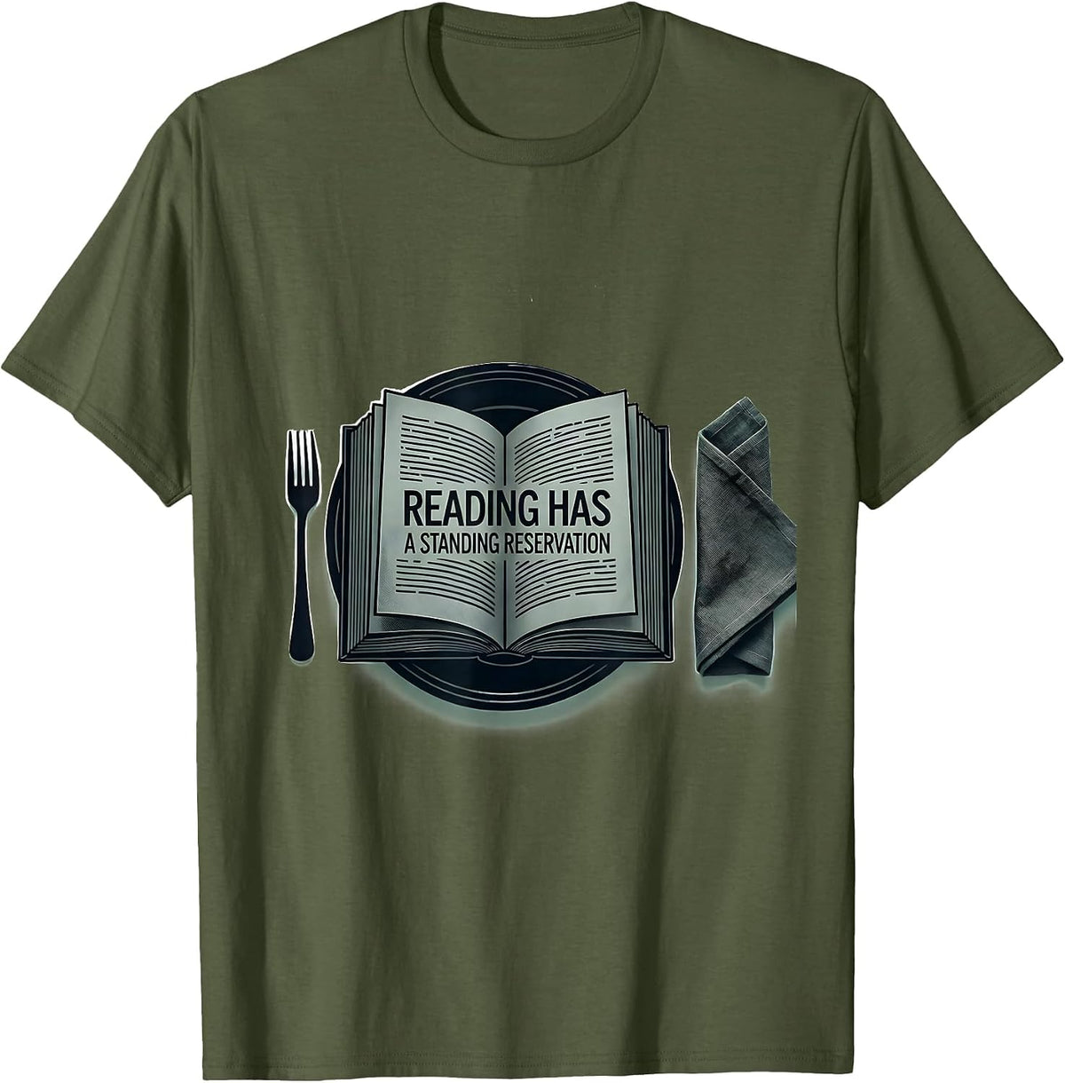 Men's Reading Has A Standing Reservation Funny Bookworm Reader T-Shirt - Olive Green