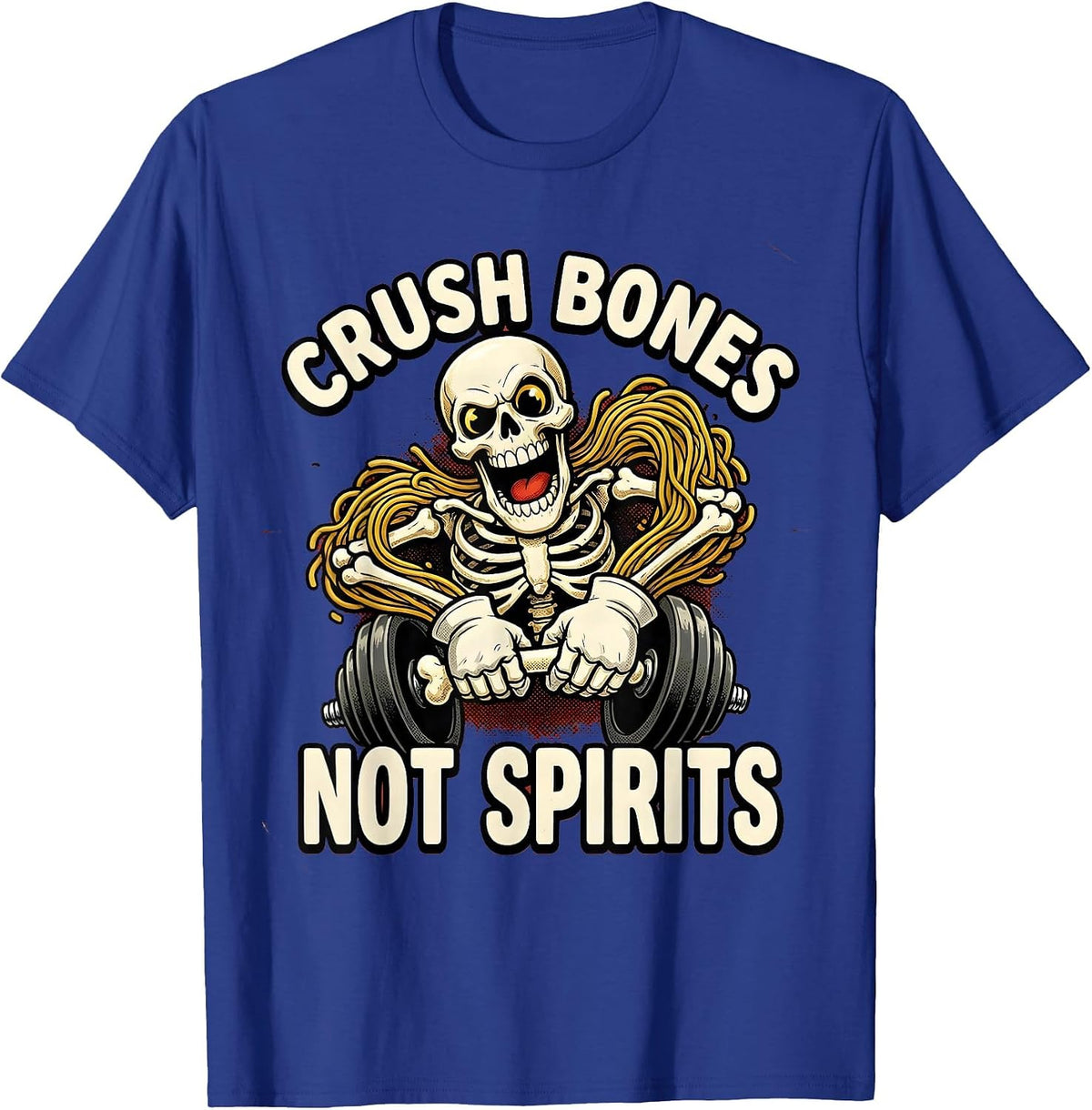 Halloween Skeleton Bone Crusher Gym Design T-Shirt - Royal Blue