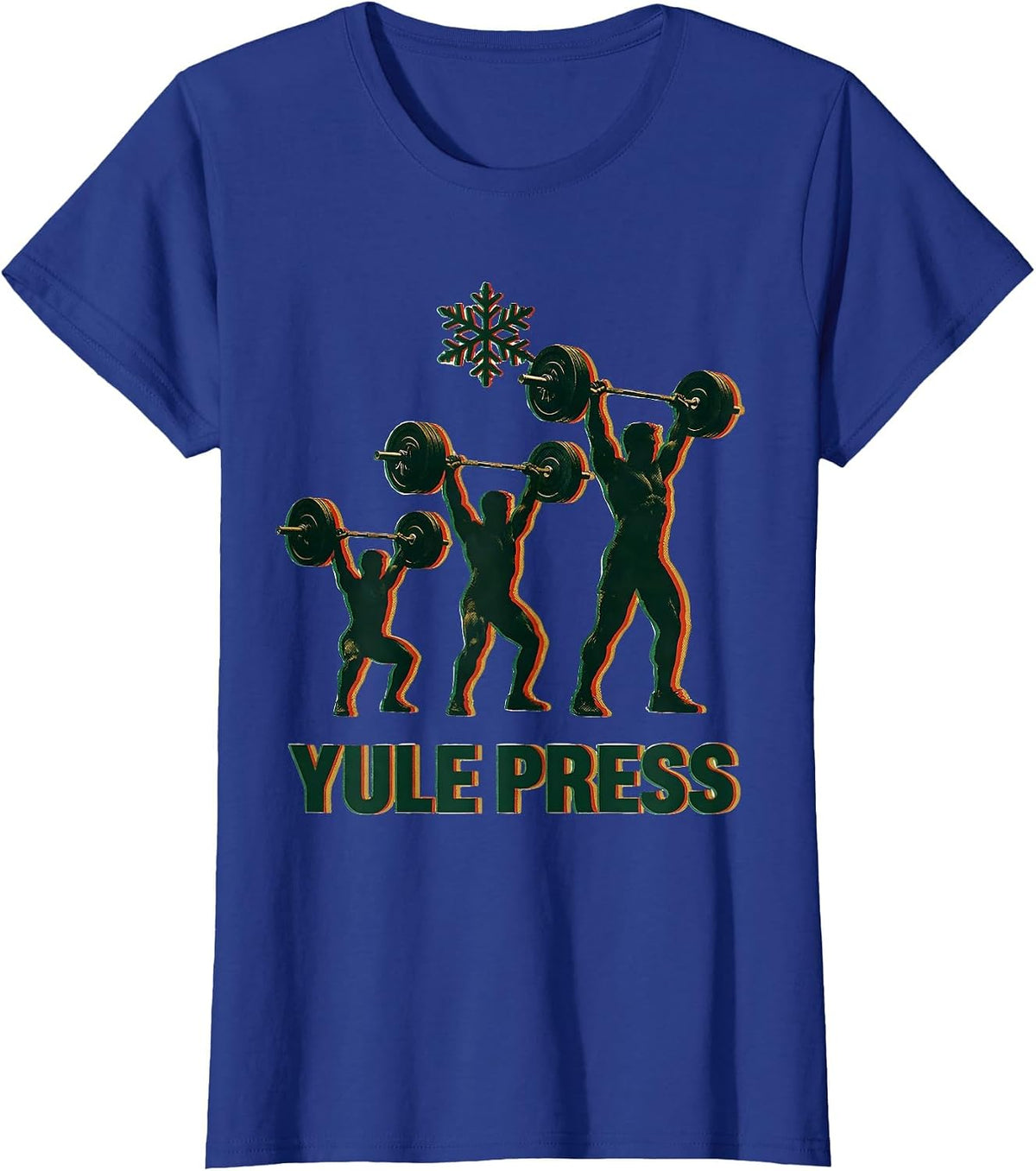 Women's Yule Press Funny Christmas Gym Weightlifting Fitness Gift T-Shirt - Royal Blue