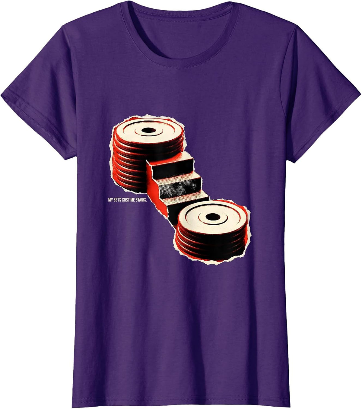 Women's My Sets Cost Me Stairs Funny Gym Workout Weightlifting Humor T-Shirt - Purple