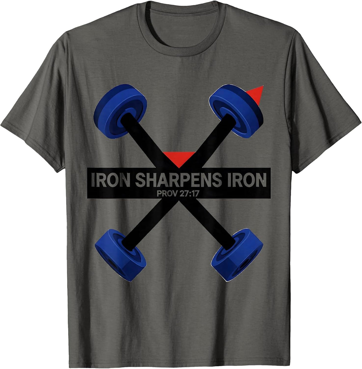 Iron Sharpens Iron Christian Gym Workout Faith Bible Verse T-Shirt - Asphalt Grey