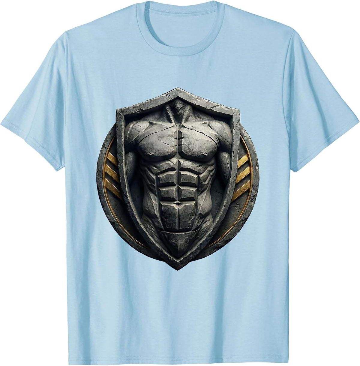 Men's Stone Carved Six-Pack Abs Graphic Tee T-Shirt - Baby Blue