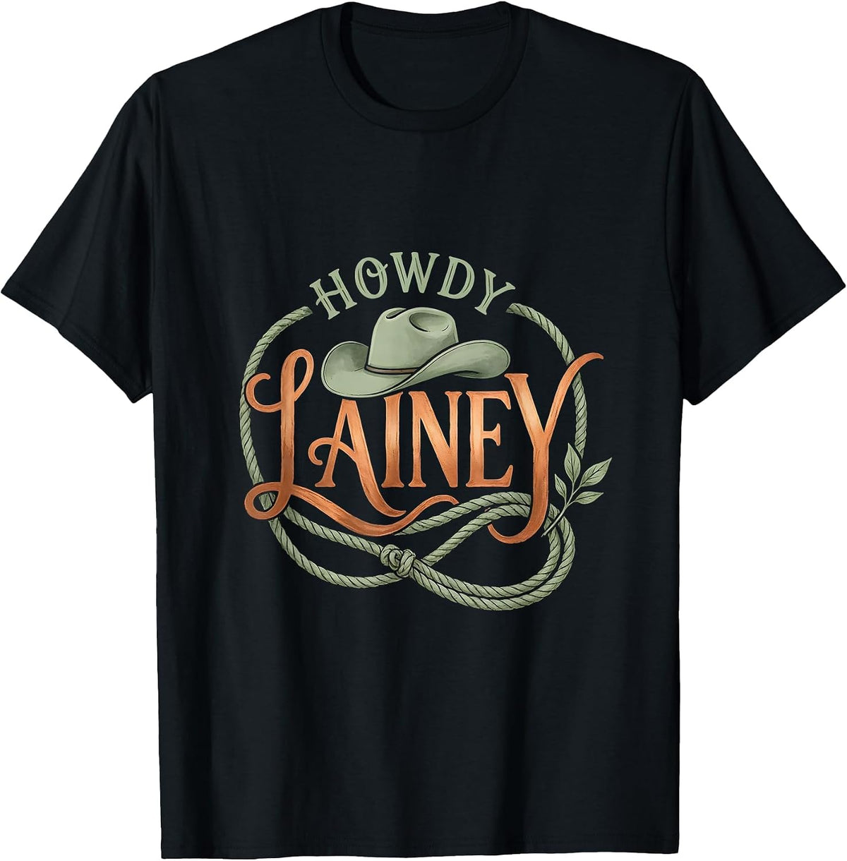 Men's Howdy Lainey Boho Typography Western Cowgirl Gift for Lainey T-Shirt - Black