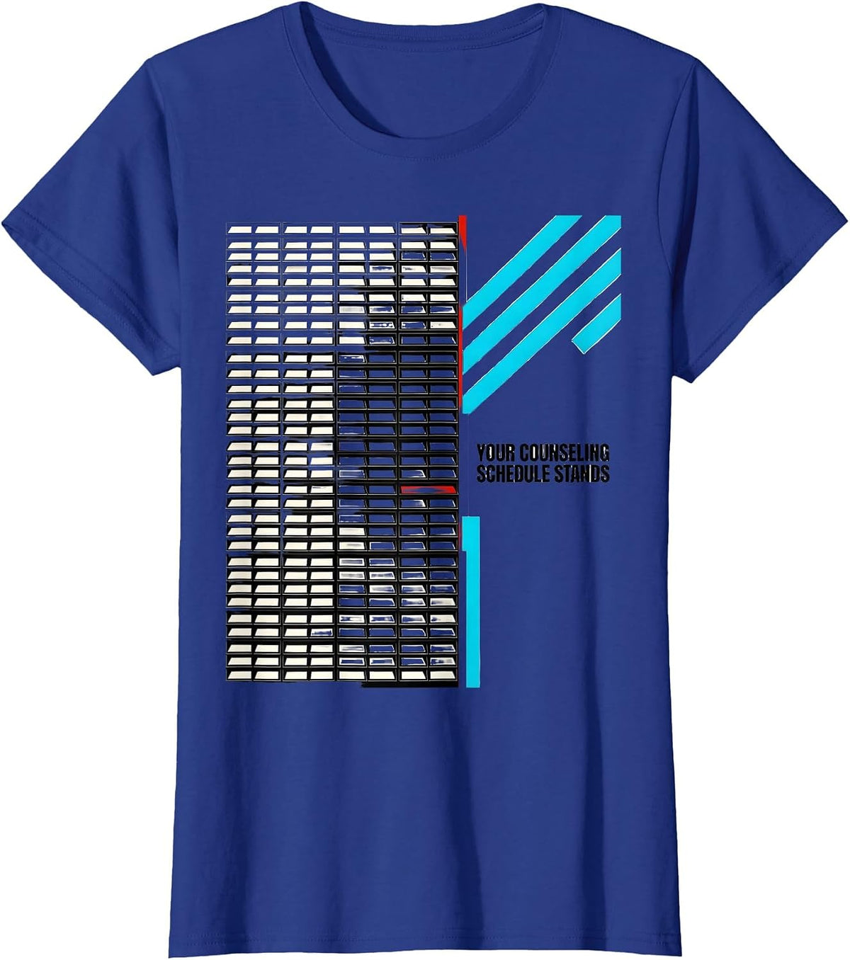 Women's Your Counseling Schedule Stands Groovy School Counselor T-Shirt - Royal Blue