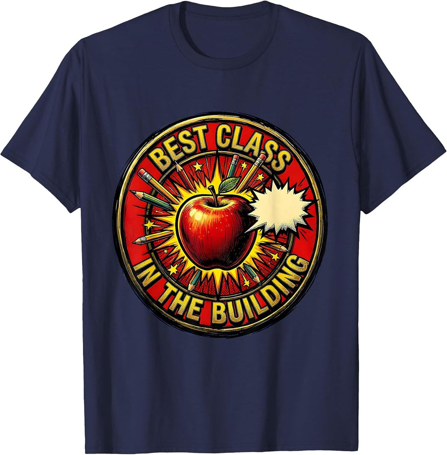 Best Class In The Building Second Grade Teacher T-Shirt - Navy Blue