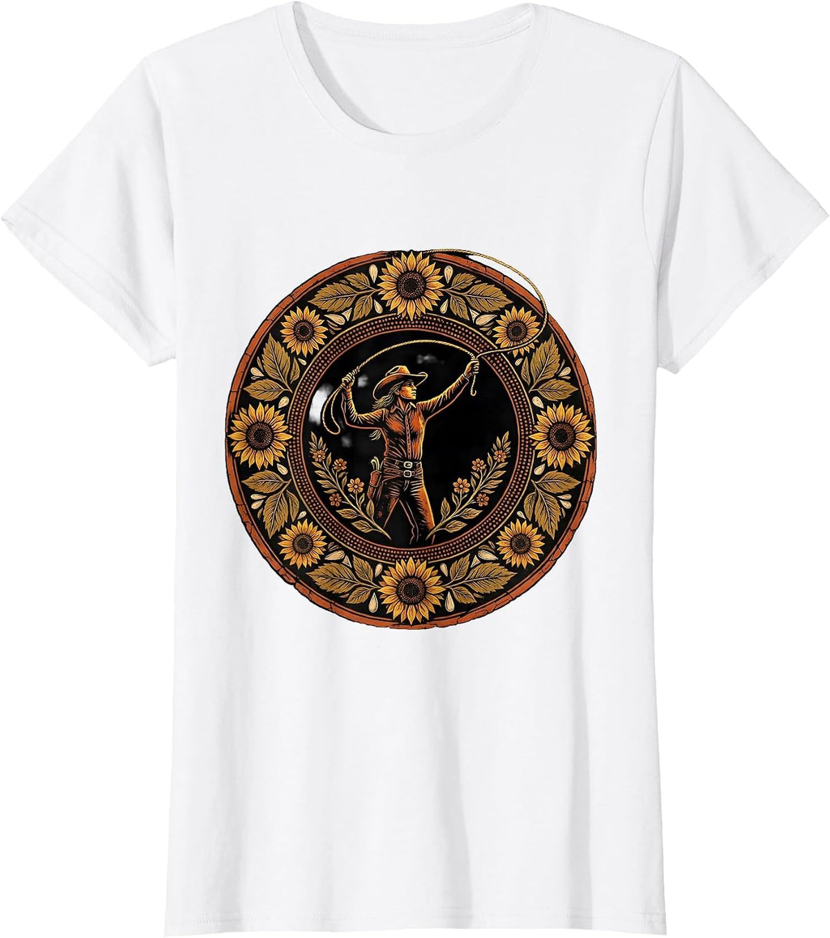 Rodeo Lasso Cowgirl Graphic Tee T-Shirt - White
