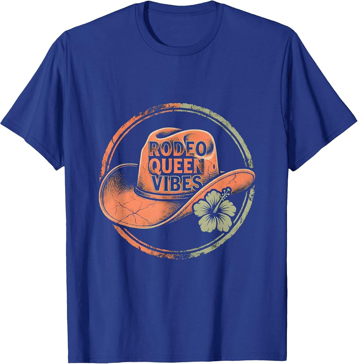 Rodeo Queen Vibes Girls Cowgirl Design T-Shirt - Royal Blue