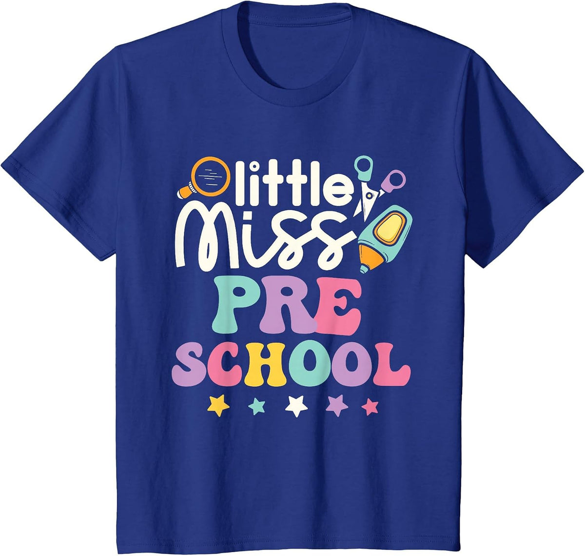 Little Miss Preschool Pre-K First Day Back to School Girls T-Shirt - Royal Blue