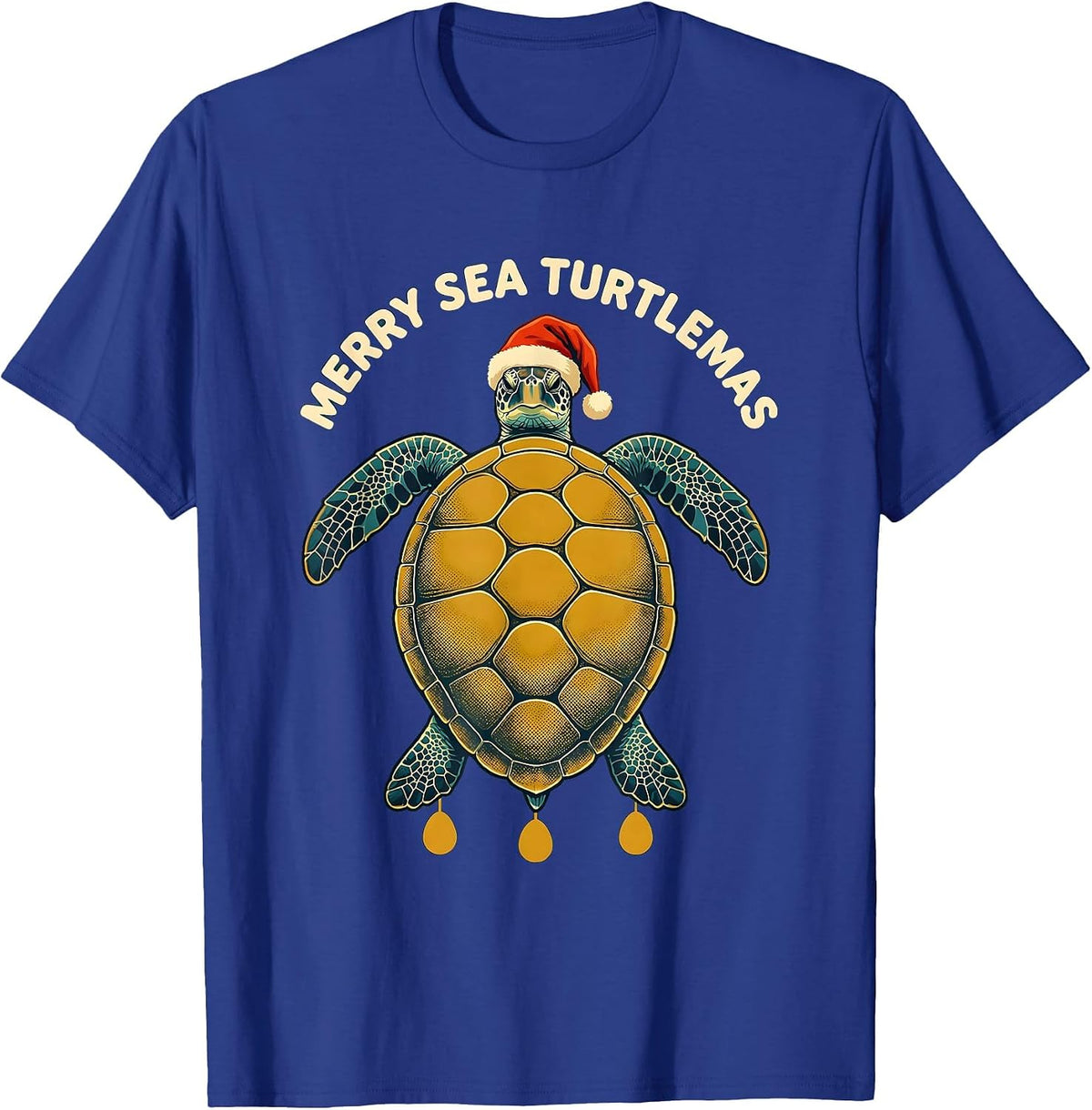 Men's Merry Sea Turtlemas Whimsical Sea Turtle Lover Christmas T-Shirt - Royal Blue