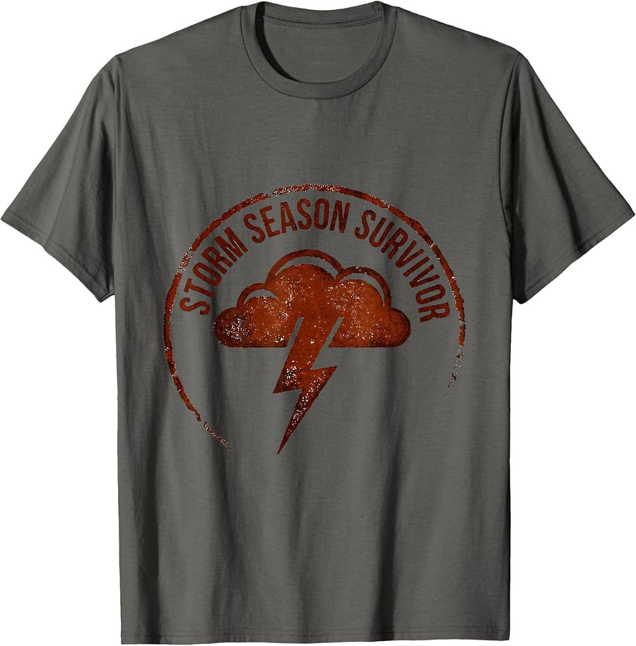 Stronger Than The Storm Season Survivor Design T-Shirt - Asphalt Grey