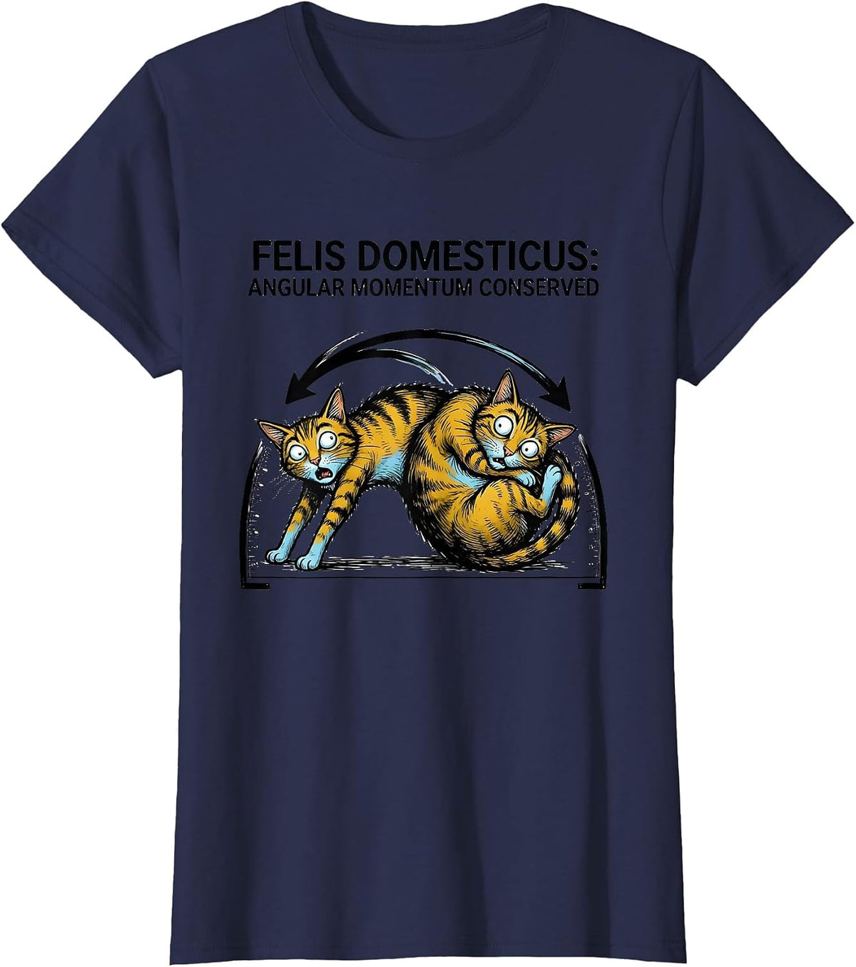 Women's Felis Domesticus: Angular Momentum Conserved Math Teacher T-Shirt - Navy Blue