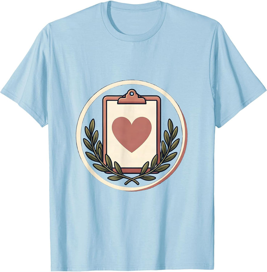 Men's School Counselor Clipboard Heart Illustration T-Shirt - Baby Blue