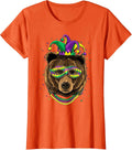 Bear Animal Lover Cute Mardi Gras Carnival Jester T-Shirt, Women, Orange, X-Small - As Pictured