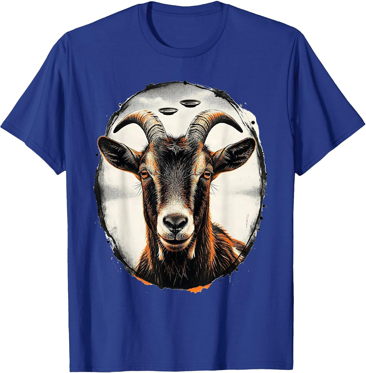 Men's Goat UFO Abduction Funny Animal Selfie Vintage T-Shirt - Royal Blue