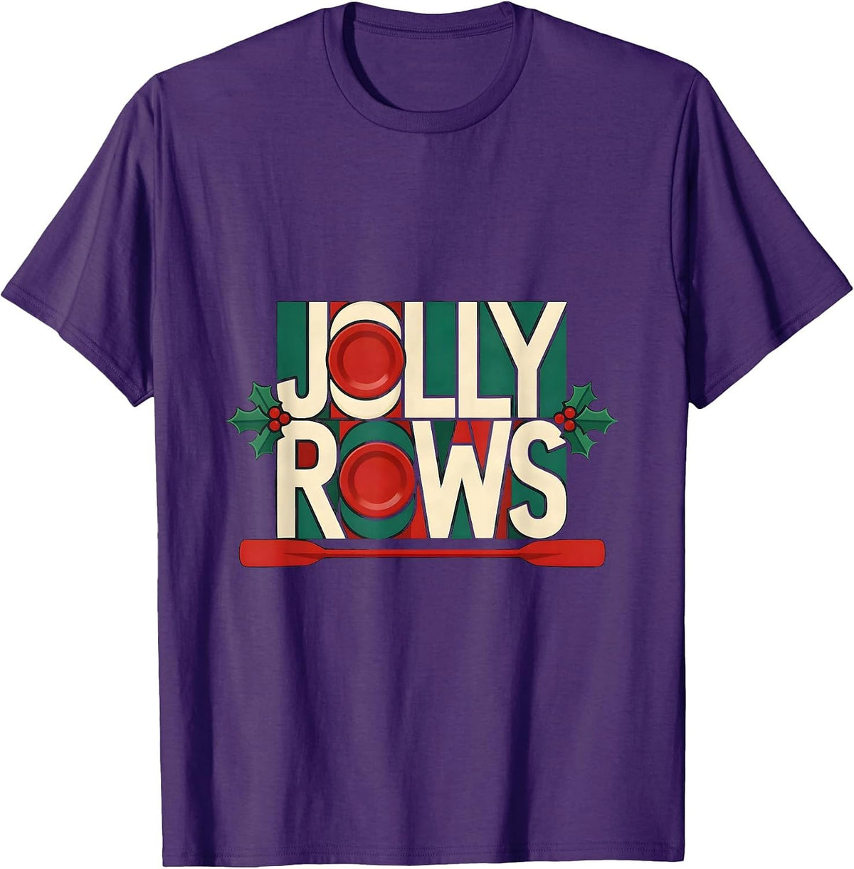 Men's Jolly Rows Quilted Rowing Handle Gym Fitness Christmas T-Shirt - Purple